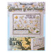 Front cover of the cross stitch pattern with the finished project shown in an enlarged version and a version on a magnet board.