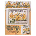 Front cover of the cross stitch pattern with the finished project shown in an enlarged version and a version on a magnet board.