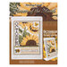 Front cover of the cross stitch pattern with the finished project shown in an enlarged version and a version on a magnet board.