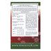 Back cover of the cross stitch pattern with pattern specifications and buttons required.
