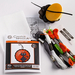 Black Cat Spooky Ornament cross stitch kit pieces and included items on display over a white background.