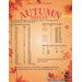 Cross-stitch pattern cover for “Autumn Shelve" with floss color chart and stitch count details.