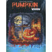 Cross-stitch pattern of pumpkin window with jack-o’-lanterns and moonlit scene