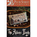 Cross-stitch pattern cover titled The Adams Family, featuring the family members of president John Adams and a colonial autumnal scene.