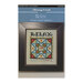 Front of cross stitch pattern showing the finished Quilted With Love Series Relax design displayed in a frame.