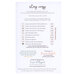 The back of the Stay Cozy cross stitch pattern, featuring pattern information and material requirements.