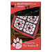 Front cover of the pattern showing the completed project in red, white, and black fabrics, staged on a woodsy gazebo.