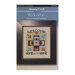 Front of cross stitch pattern showing the finished Quilted With Love Series Welcome design displayed in a frame.