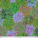 Lush painted florals in striped green, powder blue, magenta, and dark purple.
