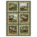 Panel with six blocks of moose in various mountainous scenes.