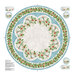 Mottled cream and teal tree skirt panel with a blooming design of seashells and starfish on a bed of holly sprigs surrounded by holly vines.