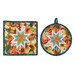 The completed Folded Hot Star Pads colored in warm autumnal fabrics from the Baskets of Autumn Blessings from Studio E Fabrics, isolated on a white background.
