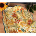 A shot of the basket from above, showing details on the inner print featuring various kinds of autumnal leaves.