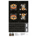 black halloween bag panel featuring two designs: a pumpkin carriage and a haunted house, along with starry bag handles, tags, and instructions.