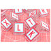 Colorful alphabet clips on a pink background.