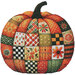 Cross stitch pattern of a pumpkin with patchwork structure.