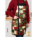A model wears the apron, demonstrating scale and function.
