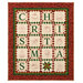 The completed C is for Christmas quilt, colored in red, green, and cream fabrics from the Christmastime collection by Maywood Studio, isolated on a white background. 