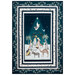 The completed Divine Reunion Quilt, colored in navy blue and gray/white fabrics from the Silent Night collection by Blank Quilting, isolated on a white background. 