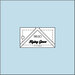 The 1.5" x 3" Flying Geese Square Up Ruler isolated on a blue background. 