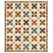 The completed Harrisonburg Quilt,  colored in rich fabrics from the Jamestown collection from Andover Fabrics, isolated on a white background.