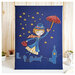 The Mary Poppins cross stitch pattern finished and staged with small potted plants and a light wood background.