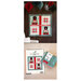 Holiday wall hanging with nutcracker blocks and star motifs, shown on a wall and in a pattern book.
