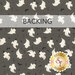 Gray swatch of fabric featuring little white ghosts that glow in the dark; a transparent banner at the top reads "Backing." 