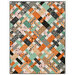The completed Picnic Quilt Kit, colored in gray, mint green, white, pink, and orange fabrics from the Frank and Friends collection by Riley Blake Designs, isolated on a white background. 