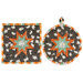 The completed Folded Hot Star Pads colored in gray, mint green, white, and orange fabrics from the Frank and Friends collection by Riley Blake Designs, isolated on a white background. 