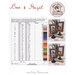 Back cover of the pattern listing recommended fabric and floss for the projects.