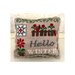Finished Hello Winter cross stitch pattern on a pillow.