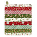 The completed Dry Ideas drying mat, colored in red, green, and white fabrics from the Holiday Spirit collection by Riley Blake Designs, isolated on a white background. 
