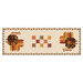 Autumn Strut Table Runner kit with two stitched autumnal turkeys and stars isolated on a white background.