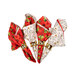 The four completed cloth napkins, colored in red, cream, and black fabrics from the Poinsettia Radiance collection from White Owl Textiles, isolated on a white background. 