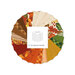 Circular collage of autumn-themed fabrics from the Autumn Leaves collection with a Fat Quarter Bundle label