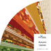 Fanned collage of autumn-themed fabric strips from the Autumn Leaves collection with a 40 Strips label