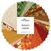 Circular collage of autumn-themed fabrics from the Autumn Leaves collection with a 42 Squares 5" x 5" label