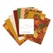 Swatches of autumn-themed fabrics from the Autumn Leaves collection with a one yard bundle label.