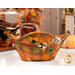 A shot of the side of a single Bowl Cozy, demonstrating fabric print and color details,