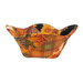 A single Bowl Cozy, colored in warm, autumn themed prints from the Give Thanks collection by Timeless Treasures Fabrics, isolated on a white background. 