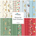 Digital collage of the available yardage fabrics from the Winnie the Pooh Christmas fabric collection.