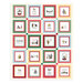 Cream colored panel with a multicolored design of blocks of Winnie the Pooh and friends in a medley of festive scenes.