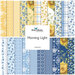 Square collage of yellow, blue, and white floral and gingham fabrics from the Morning Light collection