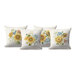 Image of the morning light pillow panel fabric completed as 4 pillows isolated on a white background.