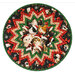 The completed Point of View Folded Star Table Topper colored in black, red, and green fabrics from the Merry Cats collection by Benartex, isolated on a white background. 