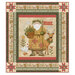 A digital mockup of the Waddle's Christmas Panel Quilt kit featuring a rustic Santa in the forest with ohio star corners isolated on a white background.