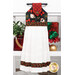 The completed Hanging Towel colored in black, red, and green fabrics from the Merry Cats collection by Benartex, staged on a kitchen drawer with coordinating decor.
