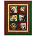 The Merry Cats Panel Quilt Kit, colored in black, red, and green fabrics from the Merry Cats collection by Benartex, isolated on a white background. 
