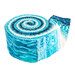 the Salt Air Batiks 2.5" rolie polie unbound and isolated on a white background.